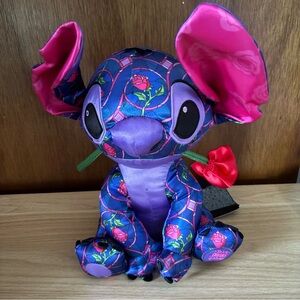 NEW STITCH Crashes Disney Beauty and the Beast Purple Blue Plush Rose